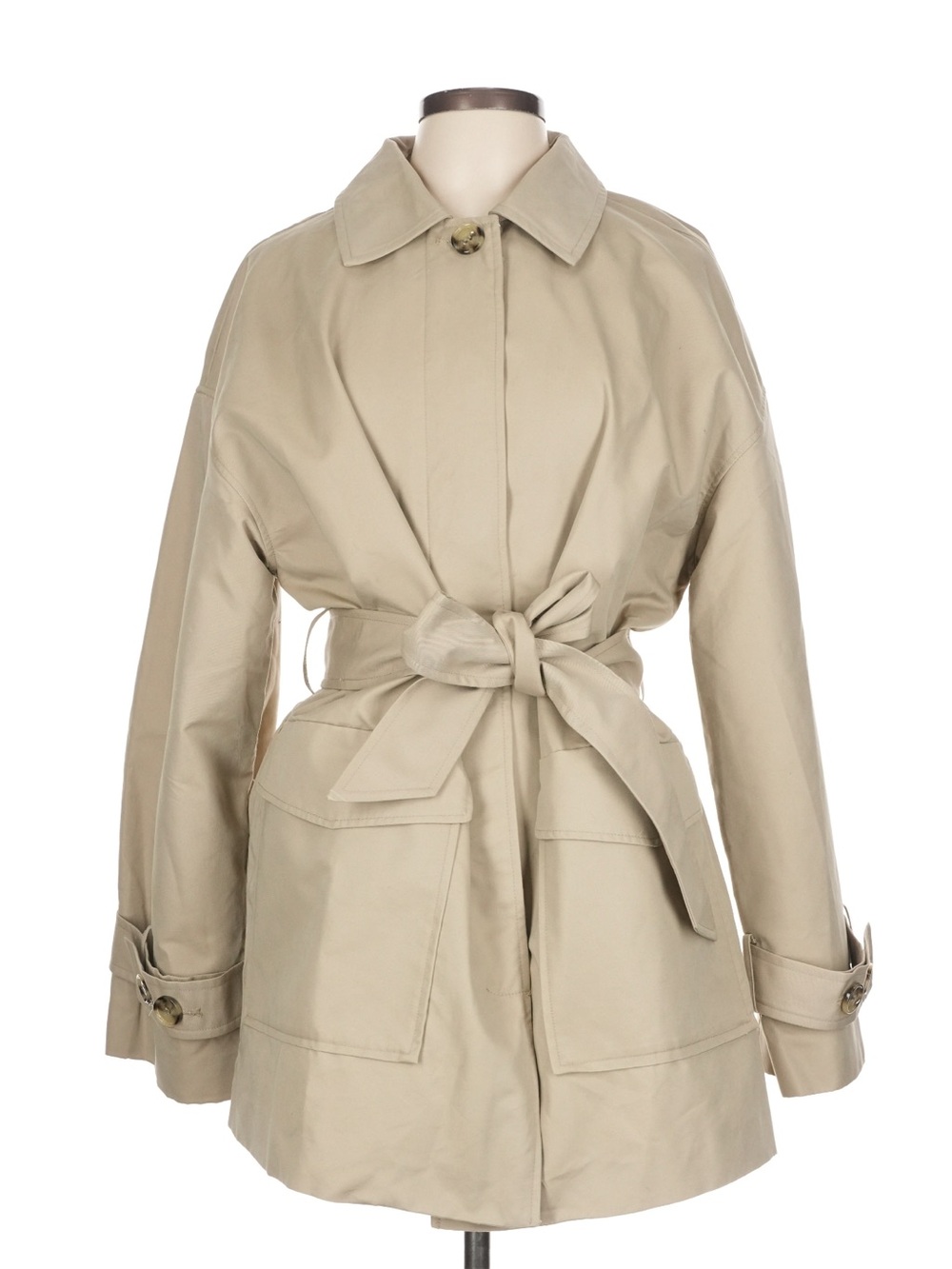 NWT H&M Beige Tan Tie-Waist Trench Coat Jacket for Fall